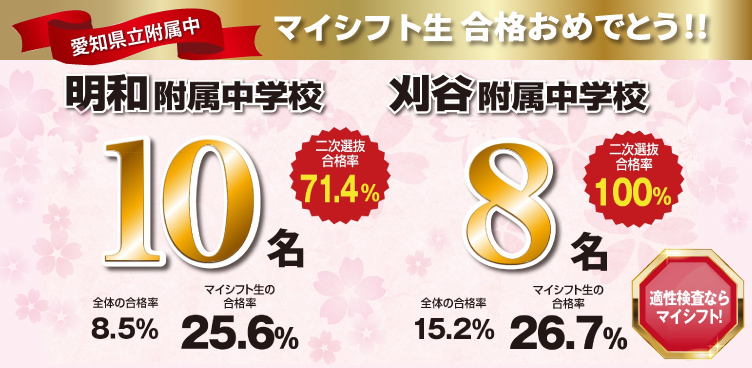 愛知県立付属中 マイシフト生合格おめでとう!